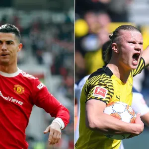 Ronaldo and Haaland in action for Man United and Dortmund respectively