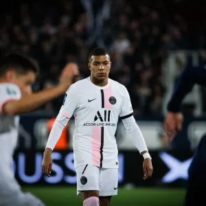Kylian Mbappe playing for PSG against Bordeaux