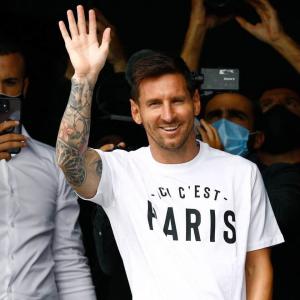 Lionel Messi in Paris after signing for PSG from Barcelona