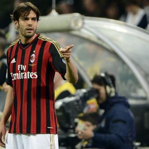 Kaka playing for Milan against Inter in Serie A at the San Siro in 2014