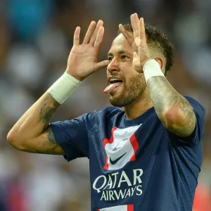 Neymar celebrates for PSG against Montpellier