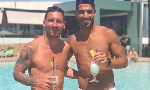 Barcelona icon Lionel Messi on holiday with Atletico Madrid striker Luis Suarez in Ibiza