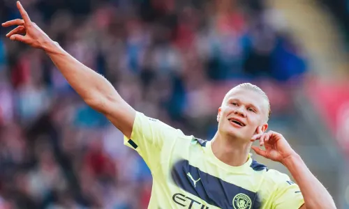 Erling Haaland after another Man City brace, against Southampton.