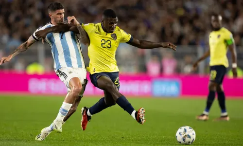Chelsea midfielder Moises Caicedo on international duty with Ecuador