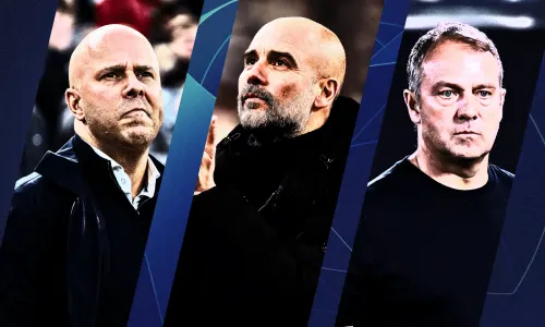 Arne Slot Pep Guardiola Hansi Flick Champions League