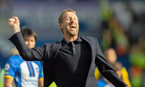 Graham Potter on the touchline with Brighton.