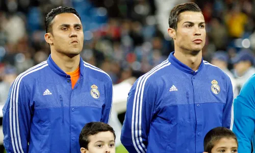 Keylor Navas and Cristiano Ronaldo at Real Madrid.