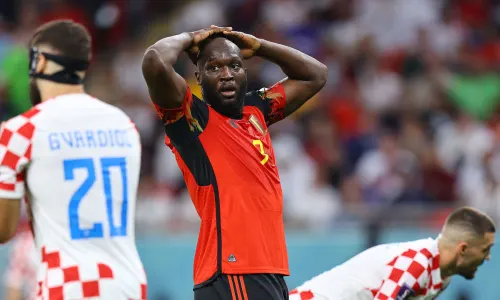 Romelu Lukaku misses a chance for Belgium