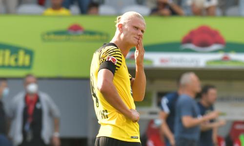 Erling Haaland during Dortmund's defeat to Freiburg in Bundesliga