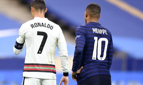 Cristiano Ronaldo and Kylian Mbappe, Portugal v France, Euro 2020