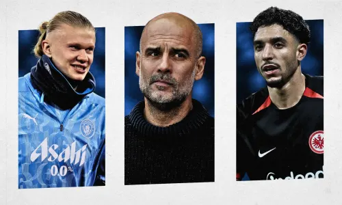 Erling Haaland, Pep Guardiola, Omar Marmoush, Man City
