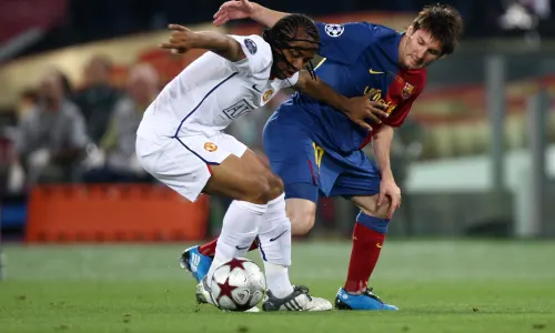 Anderson battles Lionel Messi in the Champions League final