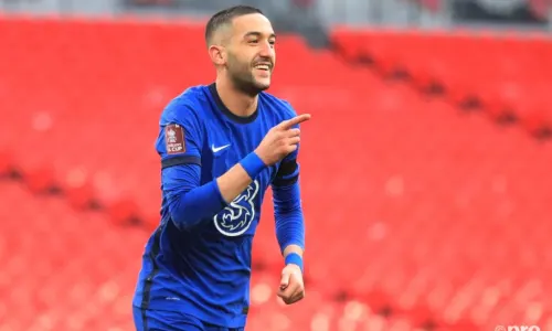Hakim Ziyech celebrates his FA Cup semi-final winning goal