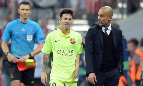 Lionel Messi and Pep Guardiola