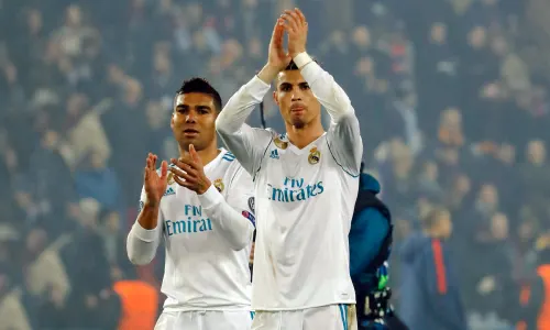 Casemiro and Cristiano Ronaldo in action for Real Madrid.