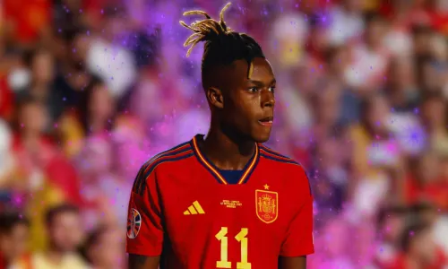 Nico Williams playing for Spain in a Euro 2024 qualifer