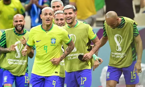 Richarlison scoring for Brazil at the 2022 World Cup