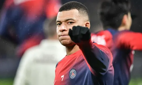 Kylian Mbappe playing for PSG against Toulouse in the Trophee des Champions, 2023/24