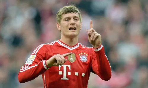 Toni Kroos in action for Bayern Munich.
