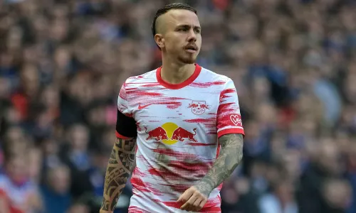 Angelino in action for RB Leipzig against Rangers.