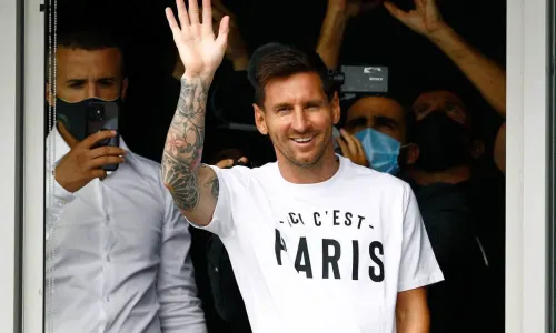 Lionel Messi in Paris after signing for PSG from Barcelona