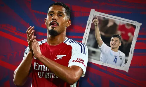 William Saliba, Kodir Khusanov, Arsenal. 2024/25
