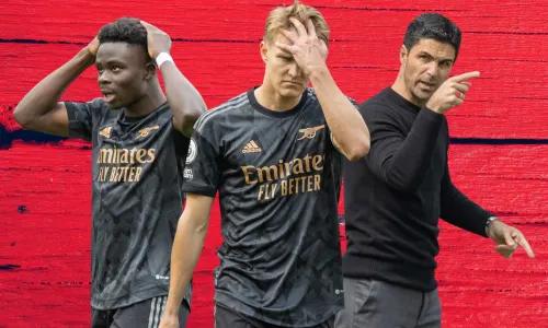 Bukayo Saka, Martin Odegaard, Mikel Arteta, Arsenal, 2022/23