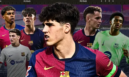 Barcelona academy La Masia graduates Pau Cubarsi, Alejandro Balde, Gavi, Marc Bernal, Marc Casado and Lamine Yamal