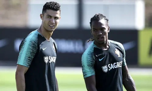 Cristiano Ronaldo and Renato Sanches in Portugal training.