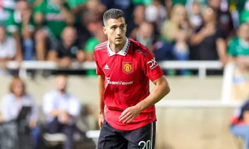Diogo Dalot playing for Manchester United