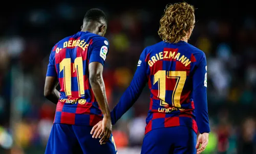 Barcelona sponsors Rakuten are set to put Barcelona under pressure over the social media actions of Ousmane Dembele and Antoine Griezmann