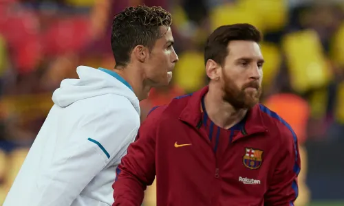 Cristiano Ronaldo and Lionel Messi before a Clasico meeting.