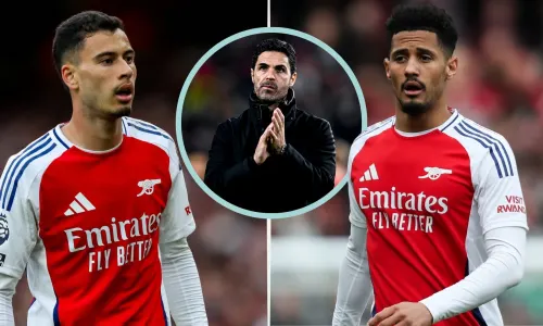 Gabriel, Mikel Arteta, William Saliba, Arsenal, 2024/25