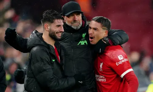 Dominik Szoboszlai, Jurgen Klopp, Darwin Nunez, Liverpool, 2023/24