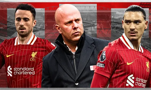 Diogo Jota Darwin Nunez Arne Slot Liverpool
