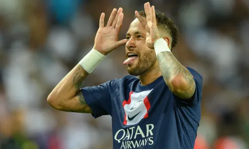 Neymar celebrates for PSG against Montpellier