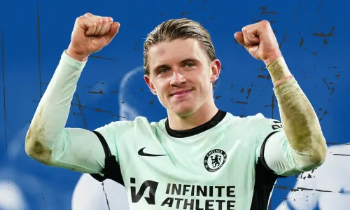 Conor Gallagher celebrates for Chelsea after scoring against Crystal Palace, 2023/24