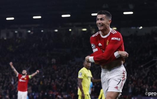 Cristiano Ronaldo celebrates for Man Utd vs Villarreal in the Champions League