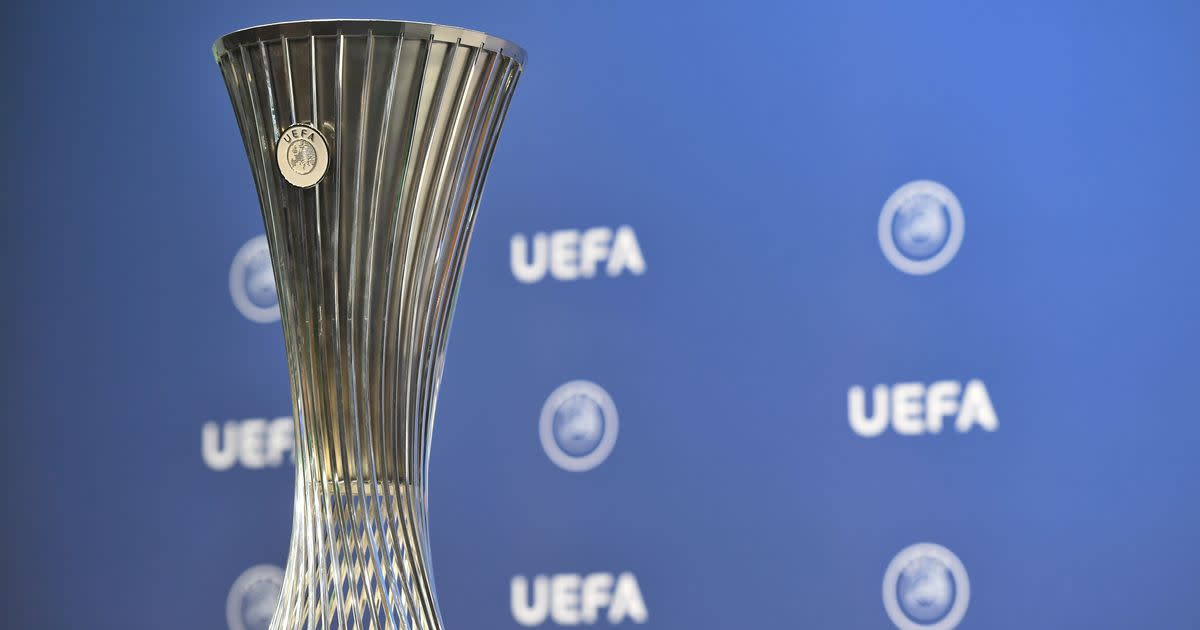 UEFA Europa Conference League trophy ahead of the inaugural season of the new European competition