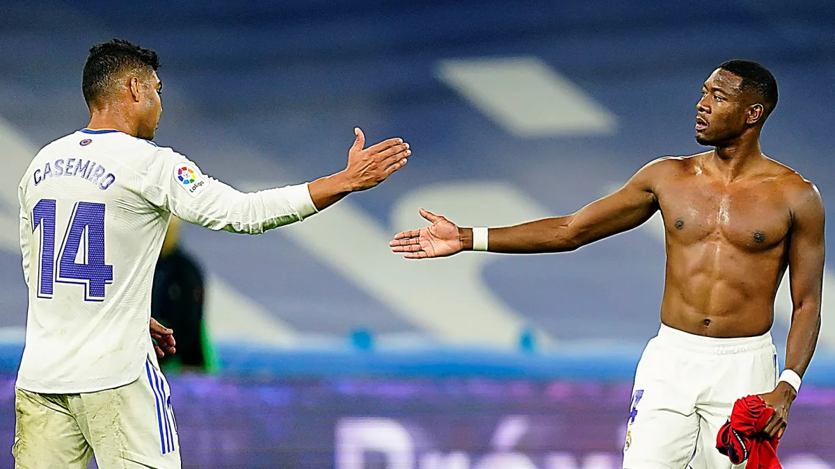 Casemiro and David Alaba in action for Real Madrid.