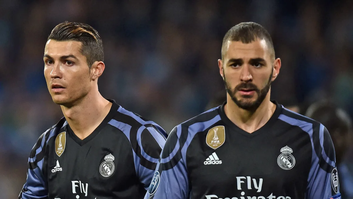 Cristiano Ronaldo and Karim Benzema in action for Real Madrid.