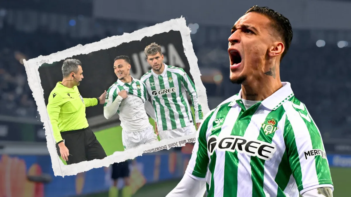 Antony celebrates scoring against Genk in the Conference League for Real Betis