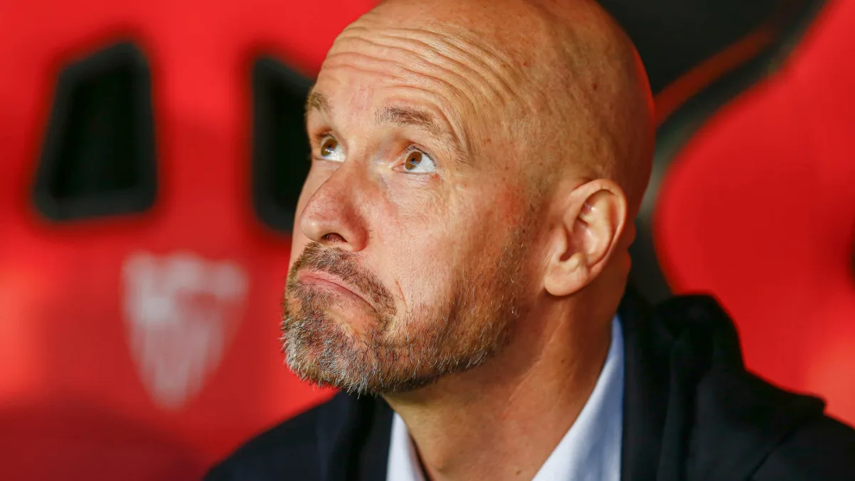 Erik ten Hag looks glum as Man Utd lose to Sevilla in the Europa League