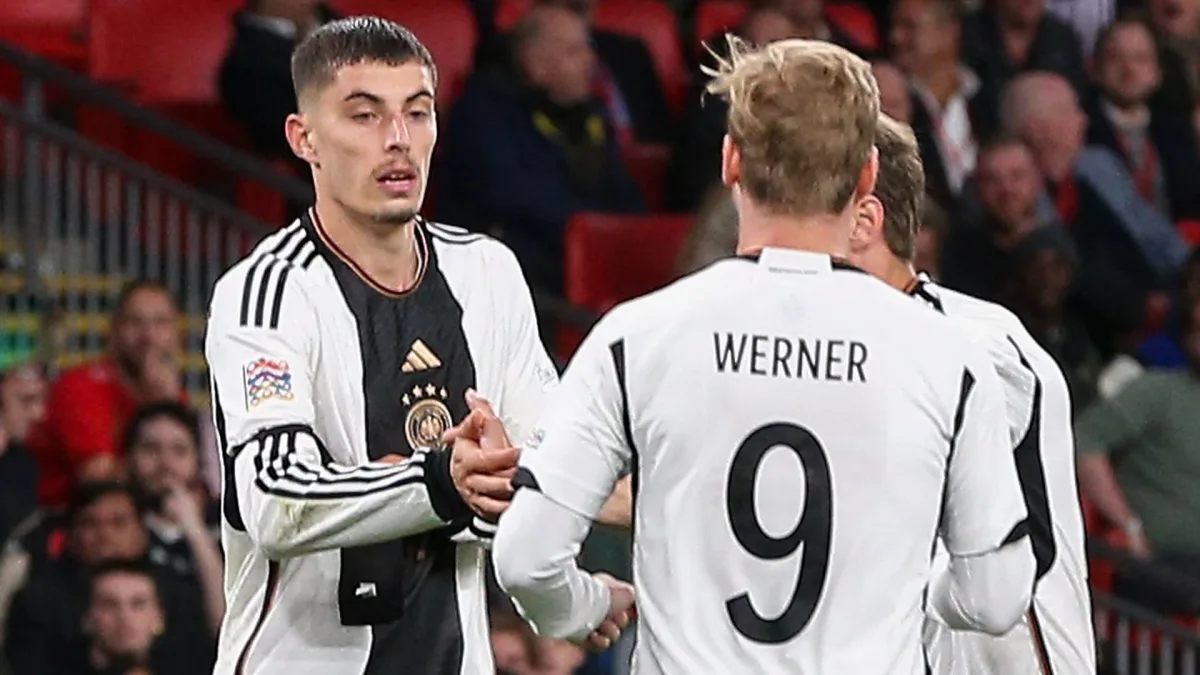 Kai Havertz and Timo Werner in action for Germany.