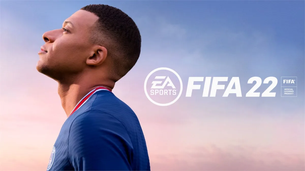 FIFA 22 cover with Kylian Mbappe