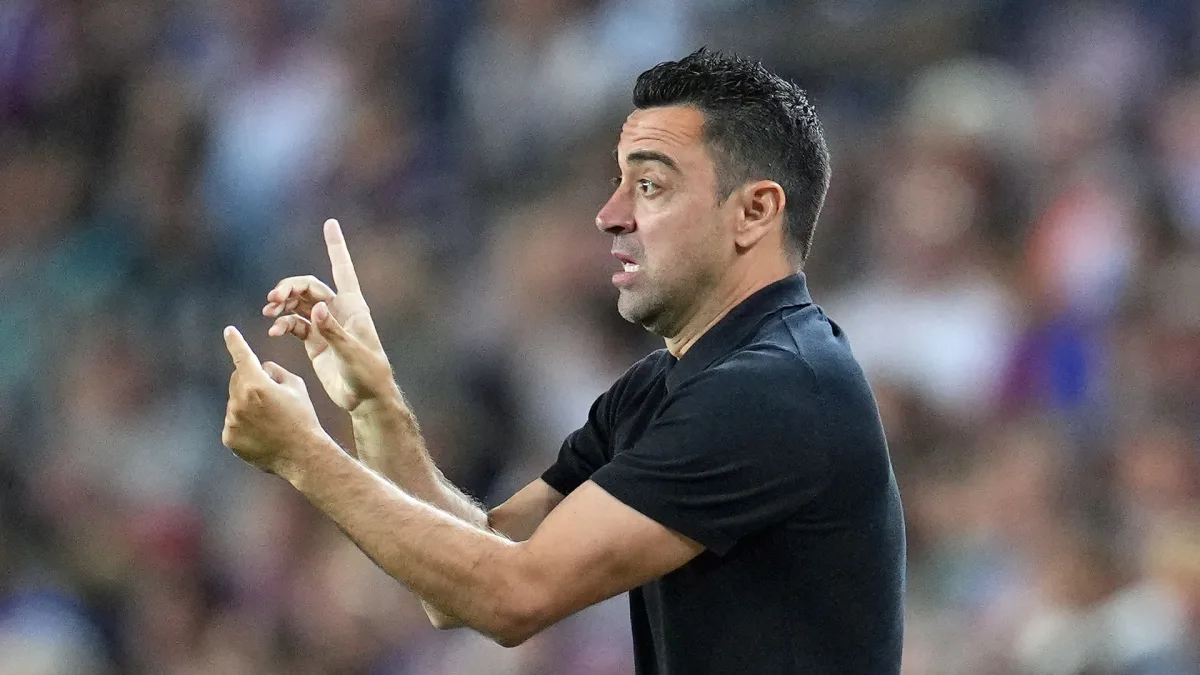 Xavi on the Barcelona touchline.