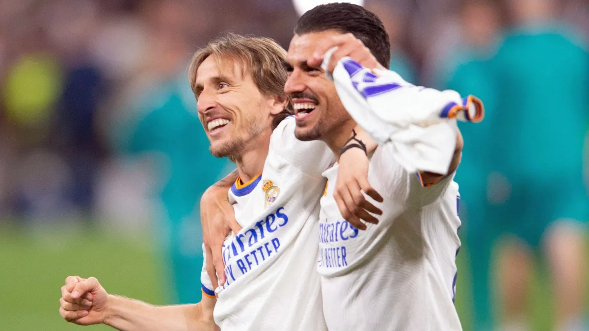 Real Madrid pair Luka Modric and Dani Ceballos.