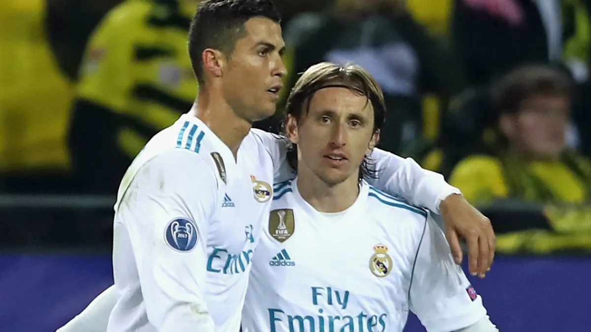 Former Real Madrid teammates Cristiano Ronaldo and Luka Modric.