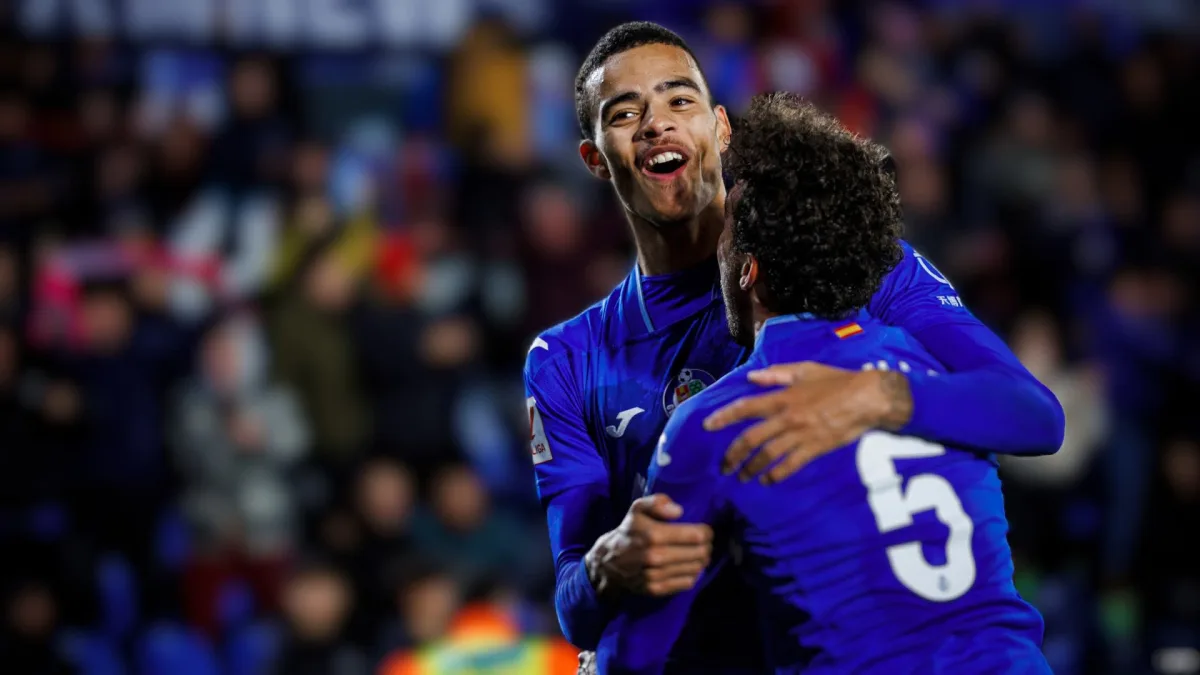 Mason Greenwood celebrates scoring for Getafe