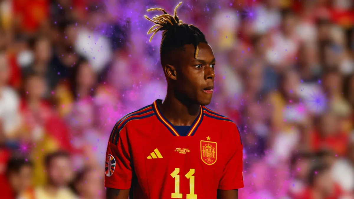 Nico Williams playing for Spain in a Euro 2024 qualifer